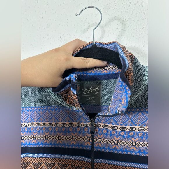 Woolrich Half Zip Sweater with Nordic Pattern 100% Cotton X-Large - Picture 10 of 11